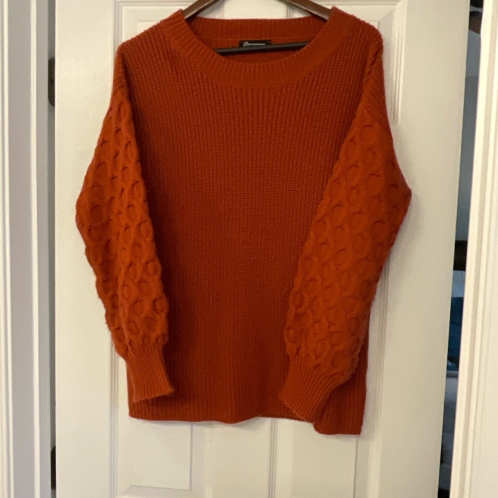 Elegant Orange Crew Neck Sweater